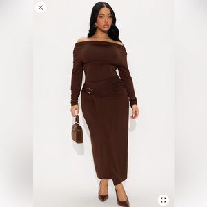 Fashion Nova Chocolate Brown Maxi Dress